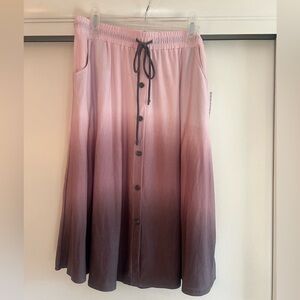 🆕 Lularoe Marsha Skirt in Pink Purple Dip Dye Ombré Elastic Waist Midi Length